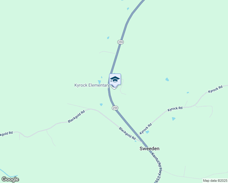 map of restaurants, bars, coffee shops, grocery stores, and more near 5720 Kentucky 259 in Sweeden