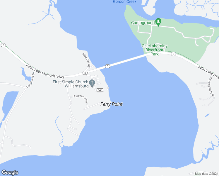 map of restaurants, bars, coffee shops, grocery stores, and more near 23007 Chickahominy Bluff Road in Williamsburg