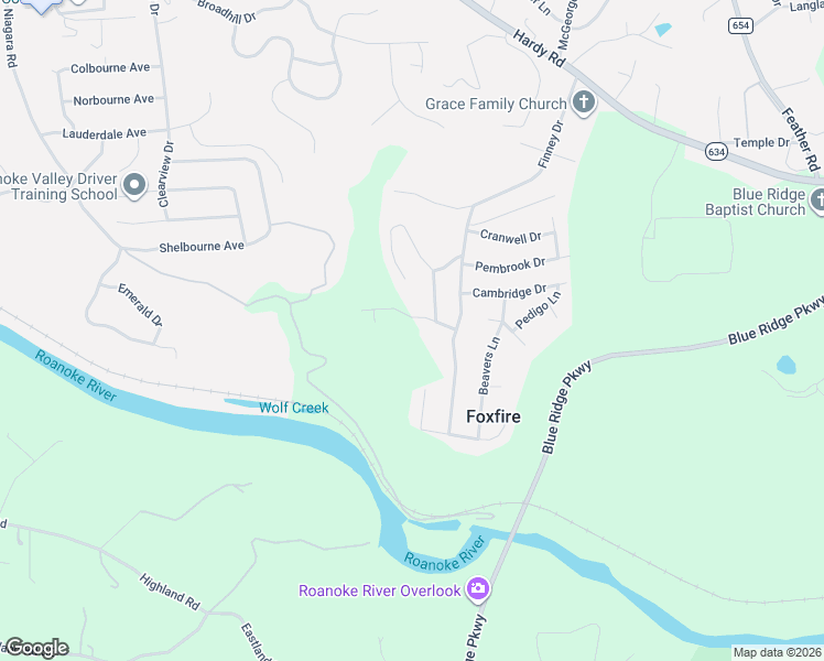 map of restaurants, bars, coffee shops, grocery stores, and more near 1807 Parker Lane in Vinton