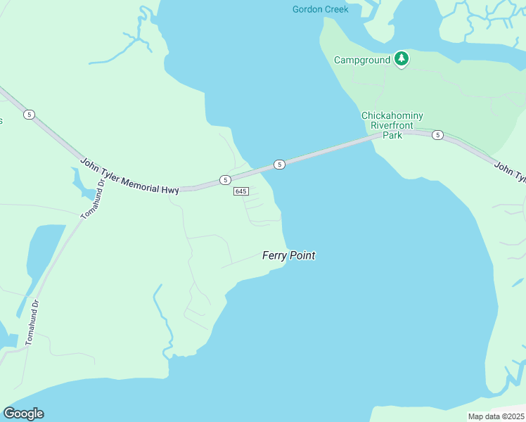 map of restaurants, bars, coffee shops, grocery stores, and more near 16530 Chickahominy Bluff Road in Williamsburg