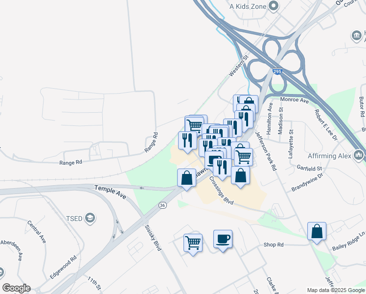 map of restaurants, bars, coffee shops, grocery stores, and more near 5209 Oaklawn Blvd in Hopewell