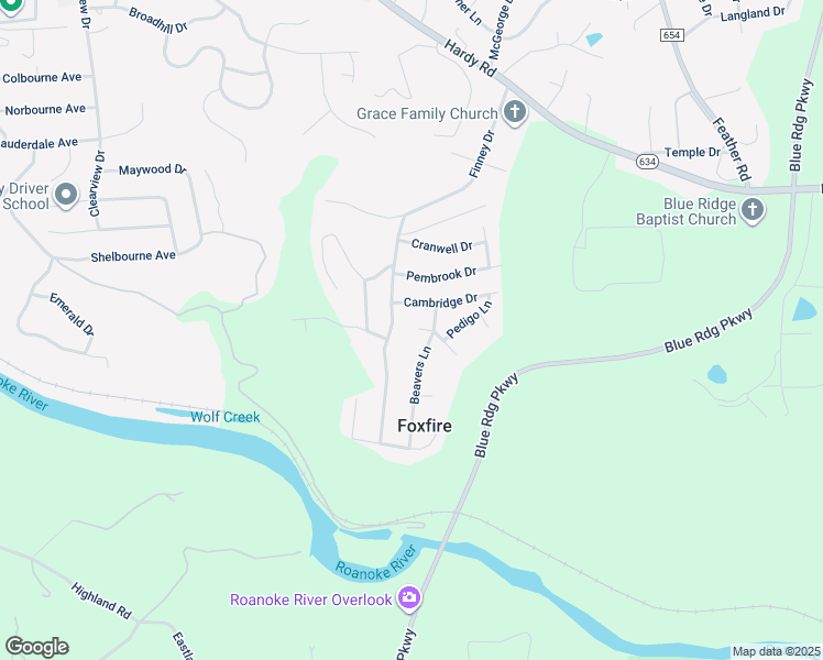 map of restaurants, bars, coffee shops, grocery stores, and more near 2040 Beavers Circle in Vinton