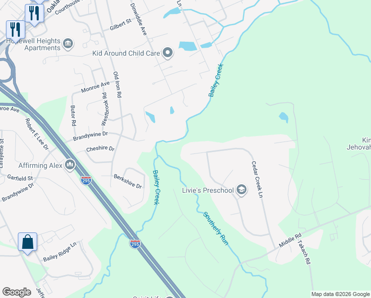 map of restaurants, bars, coffee shops, grocery stores, and more near 4305 Cedar Creek Lane in Prince George
