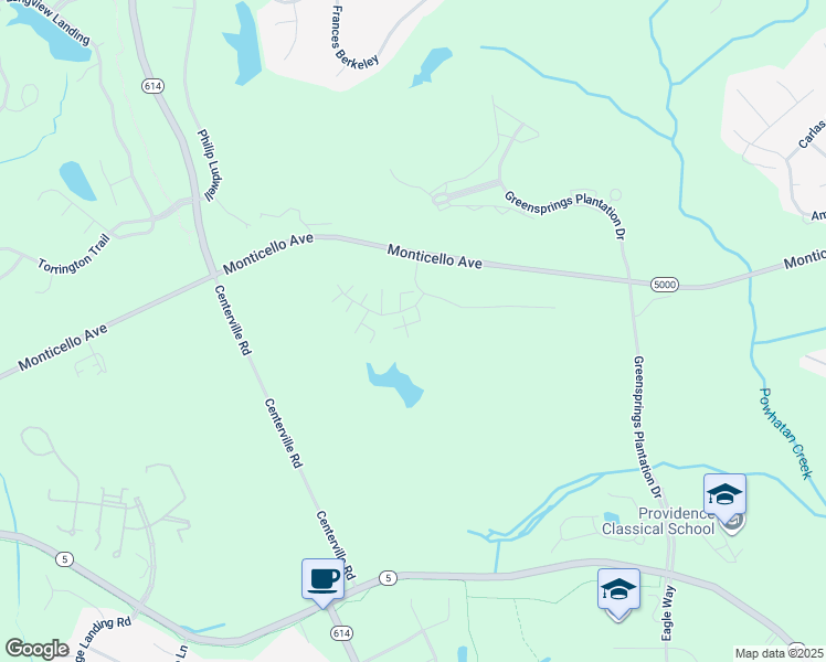 map of restaurants, bars, coffee shops, grocery stores, and more near 1707 Duntrune Glen in Williamsburg