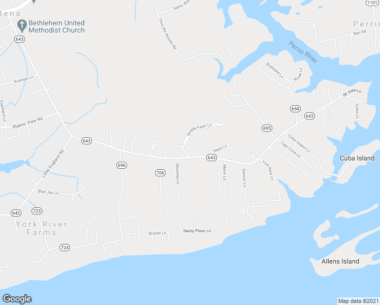 map of restaurants, bars, coffee shops, grocery stores, and more near 9241 Cuba Road in Gloucester County
