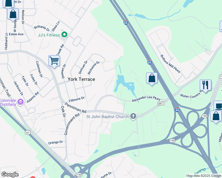 map of restaurants, bars, coffee shops, grocery stores, and more near 213 Meeting Place in Williamsburg