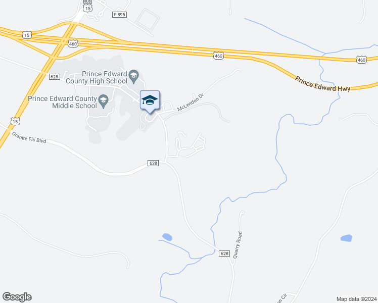 map of restaurants, bars, coffee shops, grocery stores, and more near 600 Poplar Forest Road in Farmville