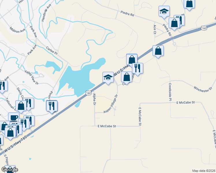 map of restaurants, bars, coffee shops, grocery stores, and more near 3101 Cornerstone Drive in Pagosa Springs