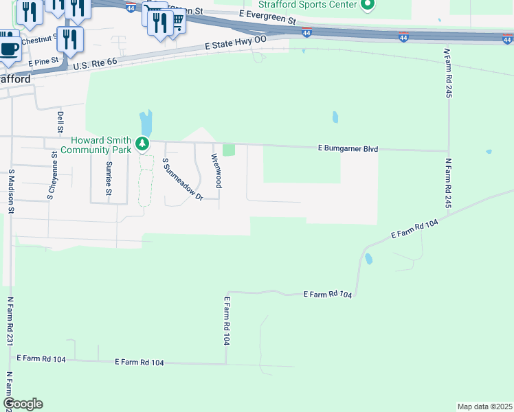 map of restaurants, bars, coffee shops, grocery stores, and more near 708 East Mabel Street in Strafford