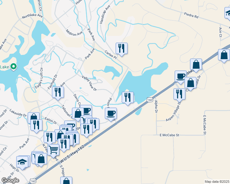 map of restaurants, bars, coffee shops, grocery stores, and more near 217 Pinon Causeway in Pagosa Springs