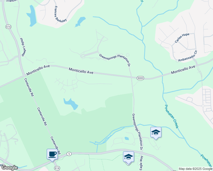 map of restaurants, bars, coffee shops, grocery stores, and more near 1103 Braemar Creek in Williamsburg