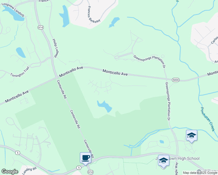 map of restaurants, bars, coffee shops, grocery stores, and more near 1806 Duntrune Glen in Williamsburg