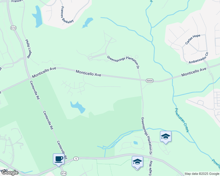 map of restaurants, bars, coffee shops, grocery stores, and more near 1204 Braemar Creek in Williamsburg
