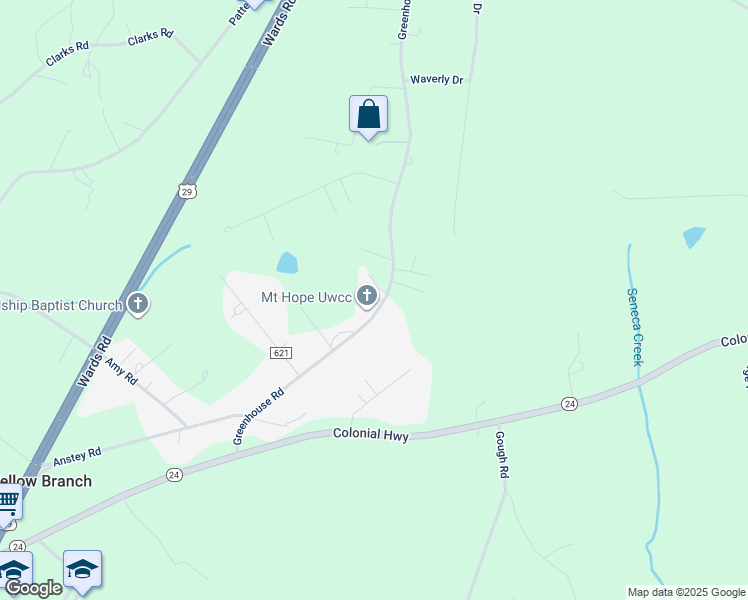 map of restaurants, bars, coffee shops, grocery stores, and more near 10 Reno Lane in Rustburg