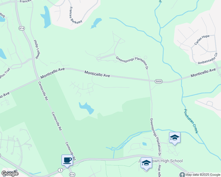 map of restaurants, bars, coffee shops, grocery stores, and more near 1306 Braemar Creek in Williamsburg