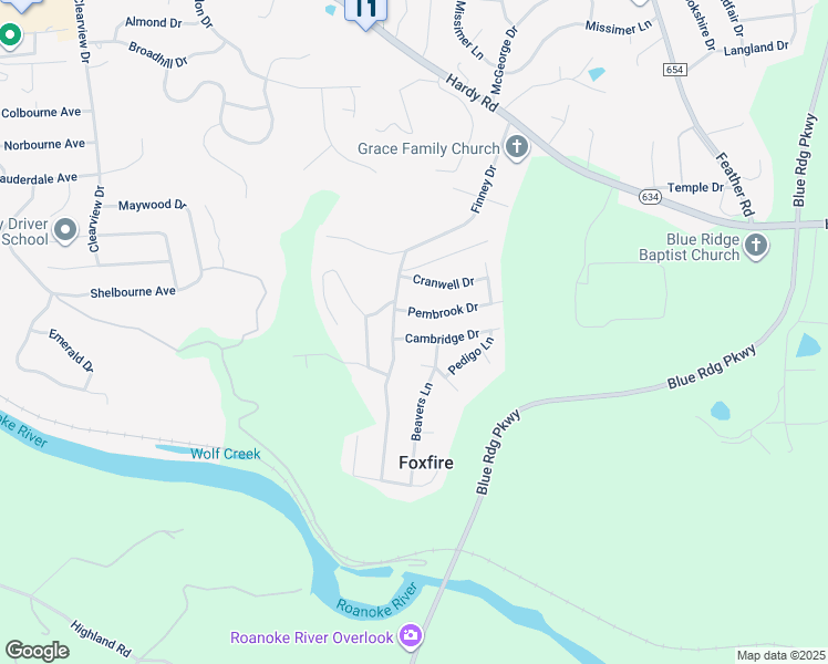 map of restaurants, bars, coffee shops, grocery stores, and more near 1820 Cambridge Drive in Vinton