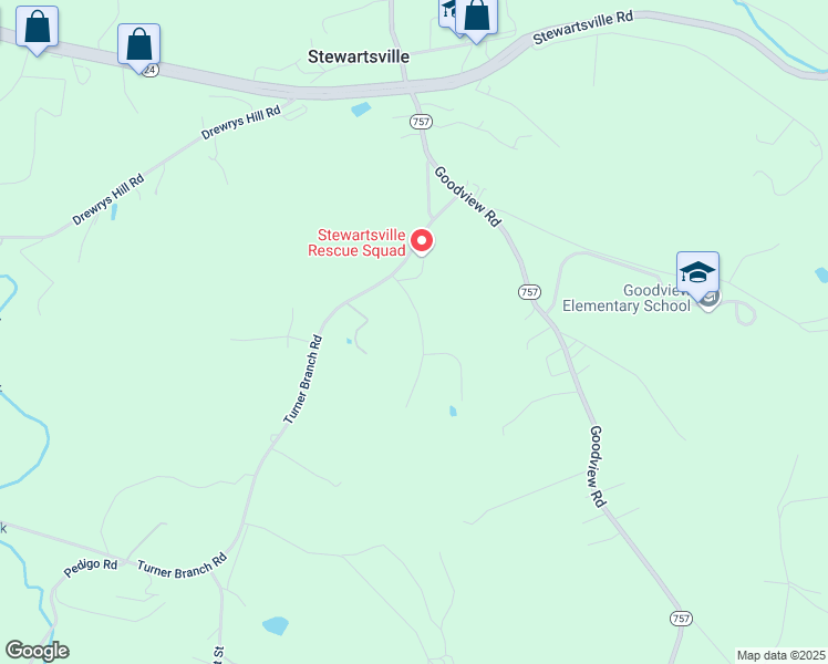 map of restaurants, bars, coffee shops, grocery stores, and more near 107 Road 1540 in Goodview