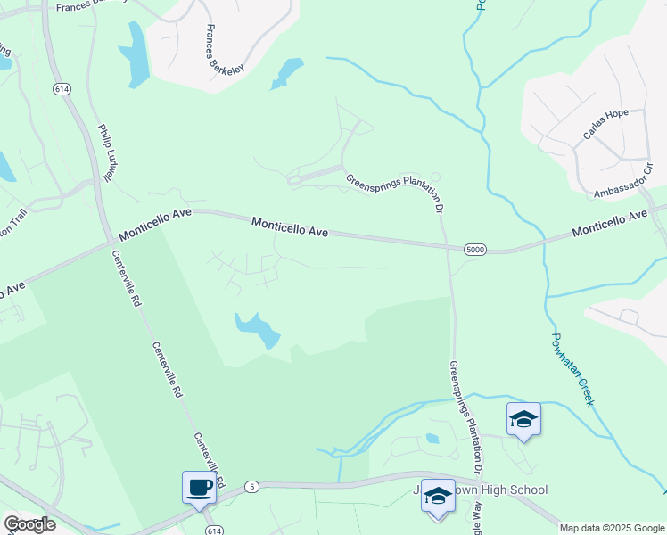 map of restaurants, bars, coffee shops, grocery stores, and more near Braemar Creek in Williamsburg
