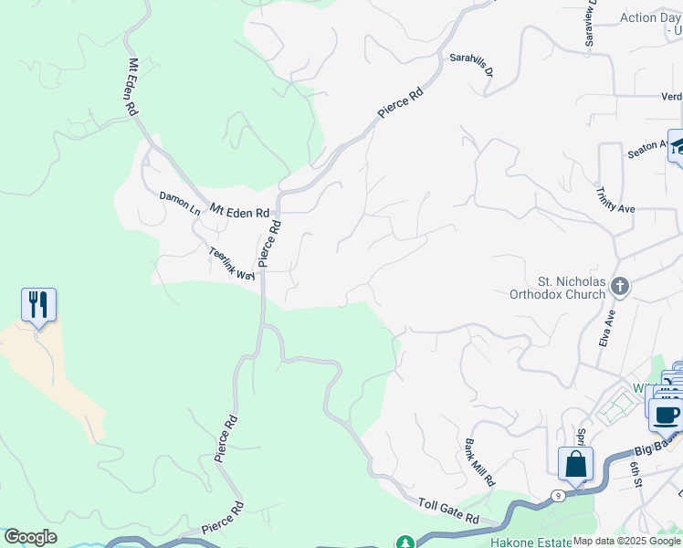map of restaurants, bars, coffee shops, grocery stores, and more near 14113 Pike Road in Saratoga