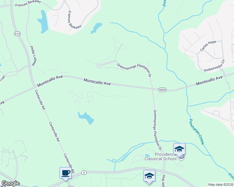 map of restaurants, bars, coffee shops, grocery stores, and more near 404 Braemar Creek in Williamsburg
