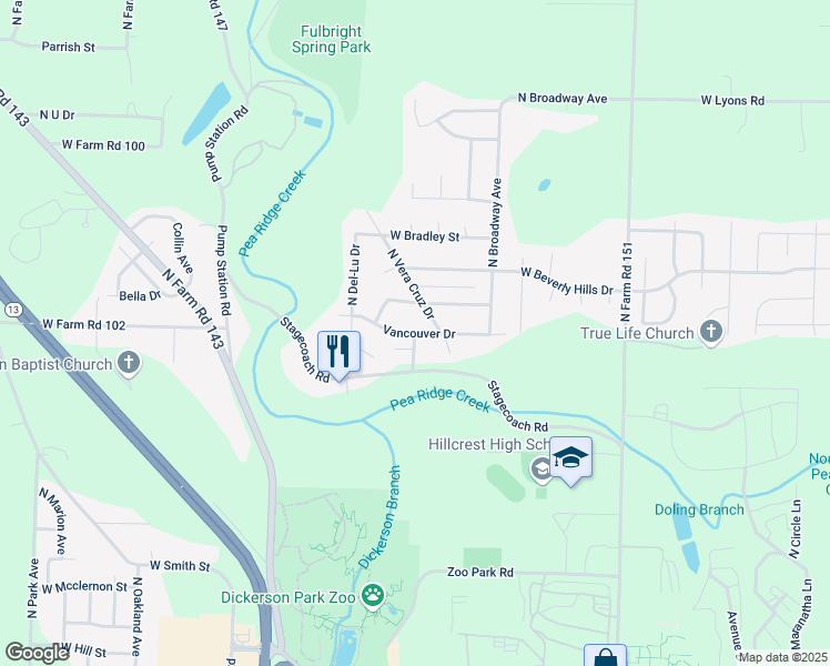 map of restaurants, bars, coffee shops, grocery stores, and more near Franklin in Springfield