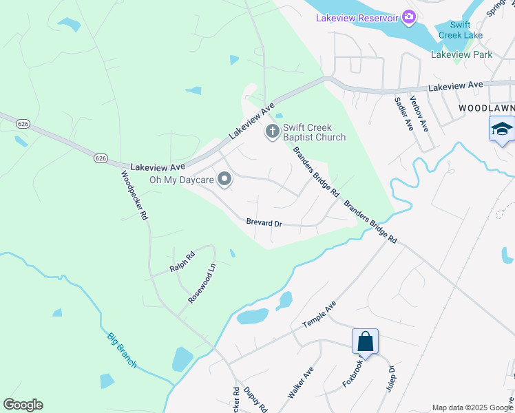 map of restaurants, bars, coffee shops, grocery stores, and more near Forest Vine Drive in Chesterfield County