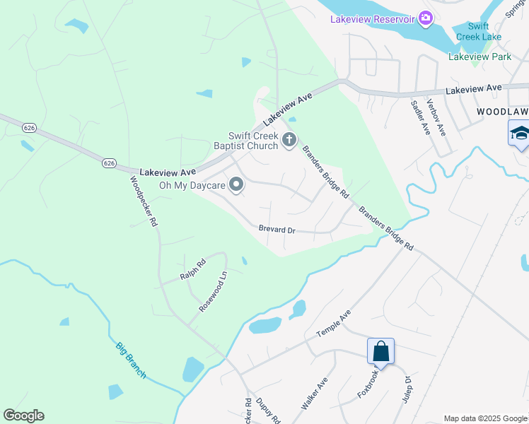 map of restaurants, bars, coffee shops, grocery stores, and more near 19201 Forest Vine Drive in Colonial Heights