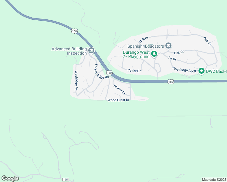 map of restaurants, bars, coffee shops, grocery stores, and more near 74 Hidden Lane in Durango