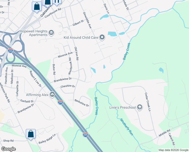 map of restaurants, bars, coffee shops, grocery stores, and more near 2001-2099 Myrtle Drive in Hopewell