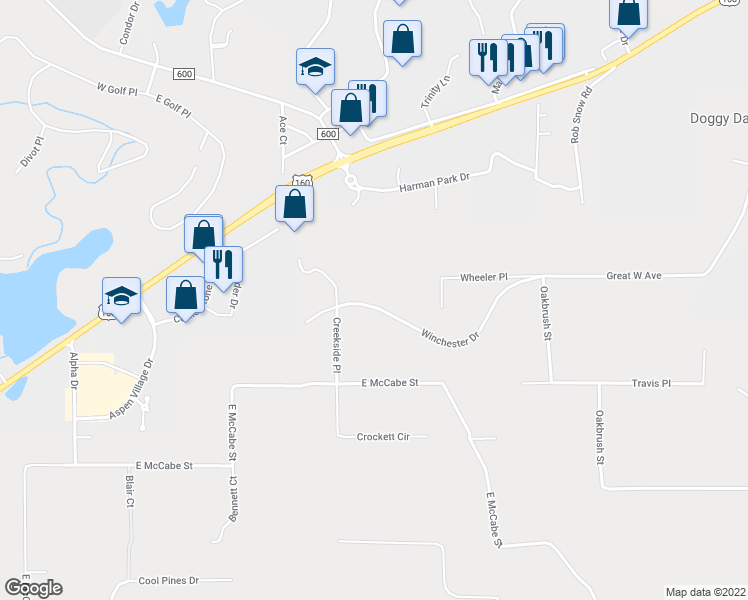 map of restaurants, bars, coffee shops, grocery stores, and more near 66-72 Winchester Dr in Pagosa Springs