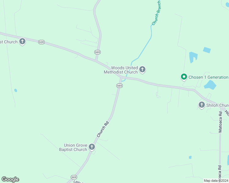map of restaurants, bars, coffee shops, grocery stores, and more near 18700 Church Road in Petersburg