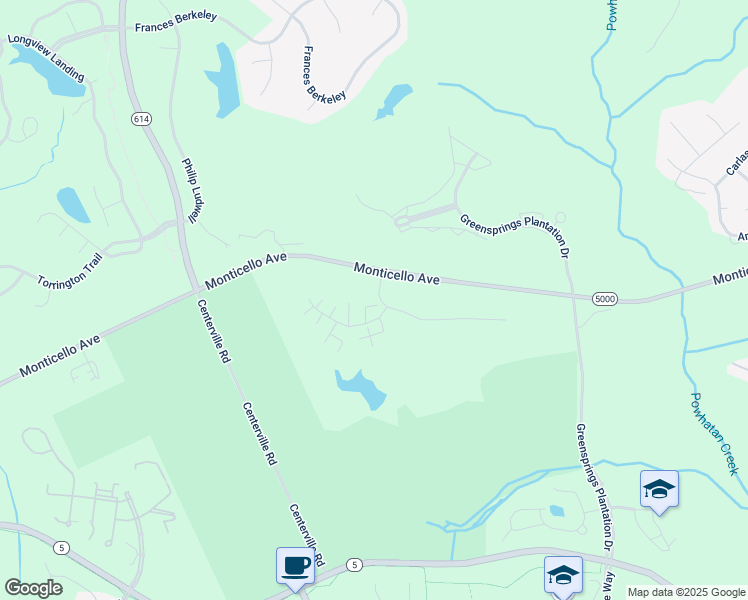 map of restaurants, bars, coffee shops, grocery stores, and more near 3401 Rannock Moor in Williamsburg