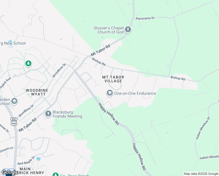 map of restaurants, bars, coffee shops, grocery stores, and more near 1005 Horseshoe Lane in Blacksburg
