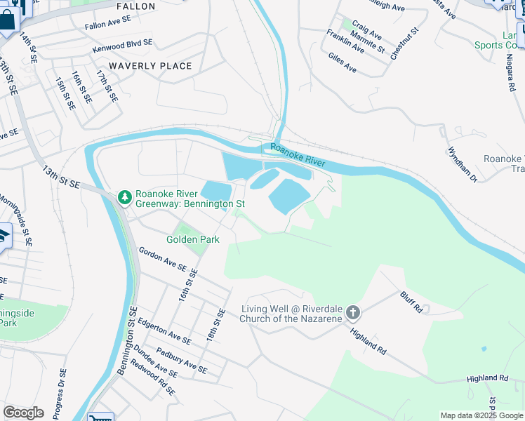 map of restaurants, bars, coffee shops, grocery stores, and more near 1700 Underhill Avenue in Roanoke