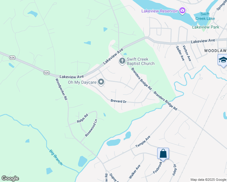 map of restaurants, bars, coffee shops, grocery stores, and more near Forest Vine Drive in Chesterfield County