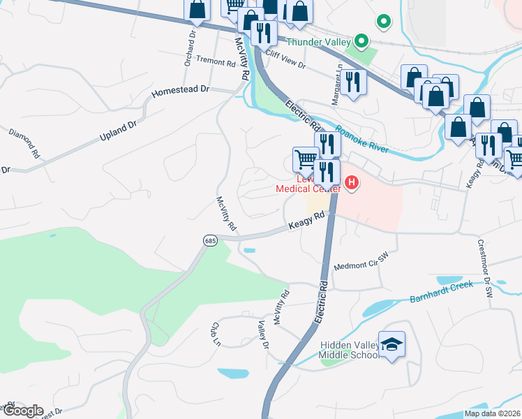 map of restaurants, bars, coffee shops, grocery stores, and more near 2518 South Clearing Road in Salem