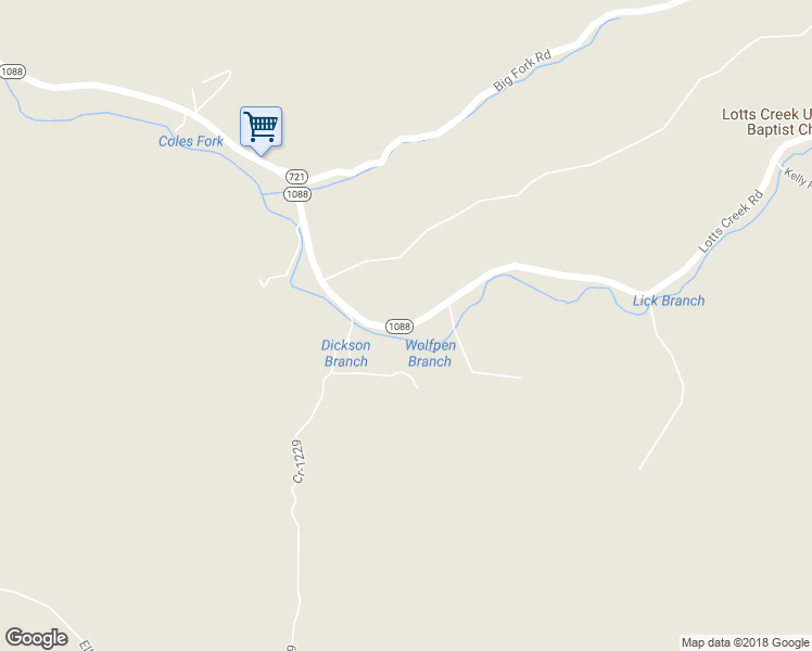 map of restaurants, bars, coffee shops, grocery stores, and more near State Highway 1088 in Hazard