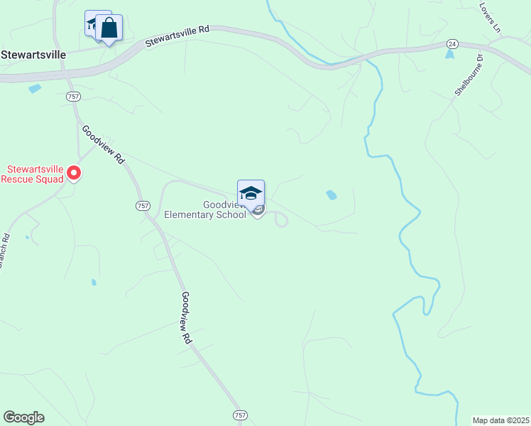 map of restaurants, bars, coffee shops, grocery stores, and more near 1374 Rivermont Academy Road in Goodview