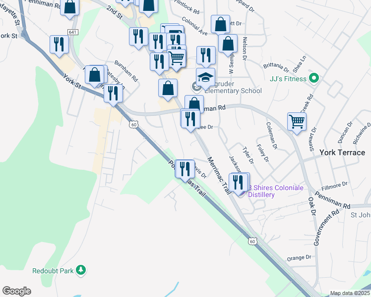 map of restaurants, bars, coffee shops, grocery stores, and more near 122 Wickre Street in Williamsburg