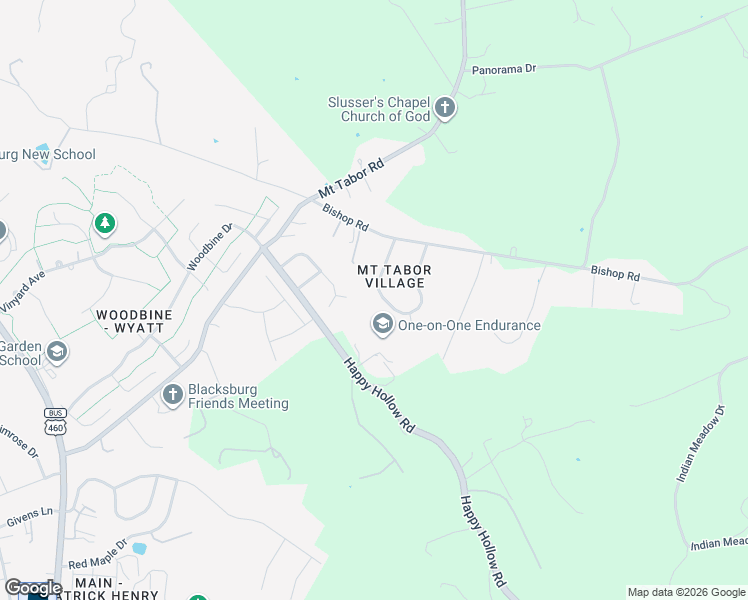 map of restaurants, bars, coffee shops, grocery stores, and more near 1005 Horseshoe Lane in Blacksburg