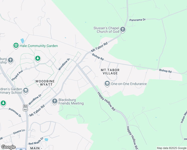 map of restaurants, bars, coffee shops, grocery stores, and more near 1102 Mourning Dove Drive in Blacksburg