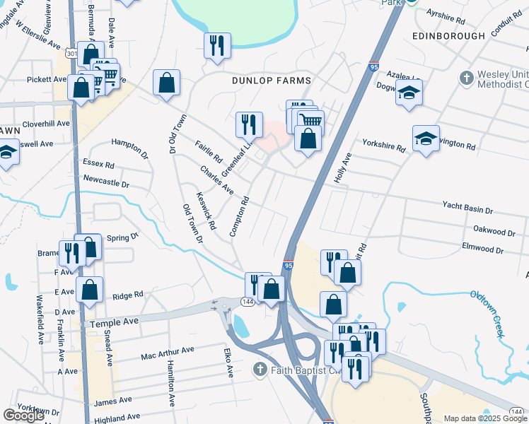 map of restaurants, bars, coffee shops, grocery stores, and more near 2547 Bent Oaks Drive in Colonial Heights