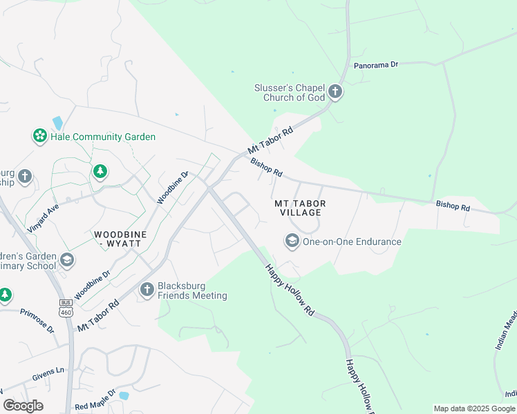 map of restaurants, bars, coffee shops, grocery stores, and more near 1103 Mourning Dove Drive in Blacksburg