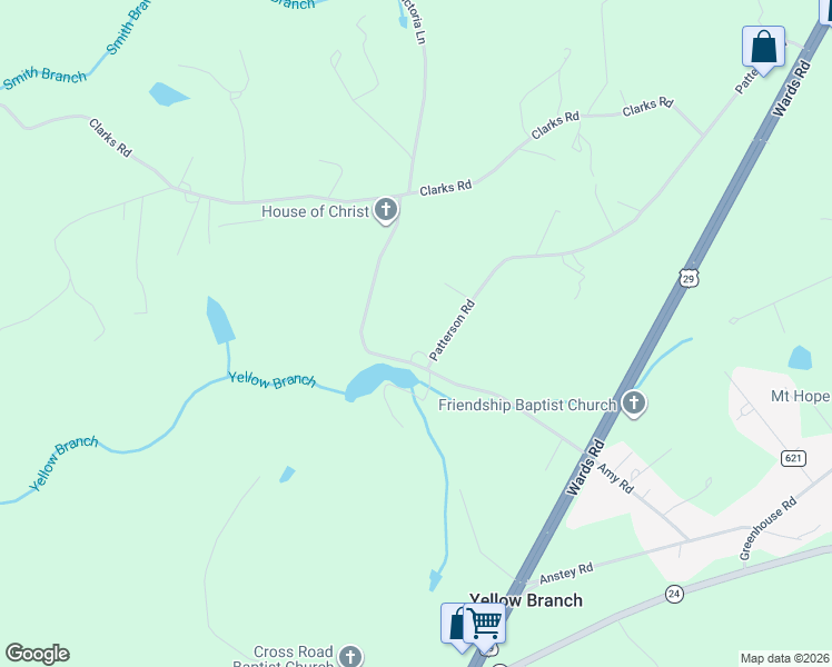 map of restaurants, bars, coffee shops, grocery stores, and more near 639 Moorman Mill Road in Rustburg