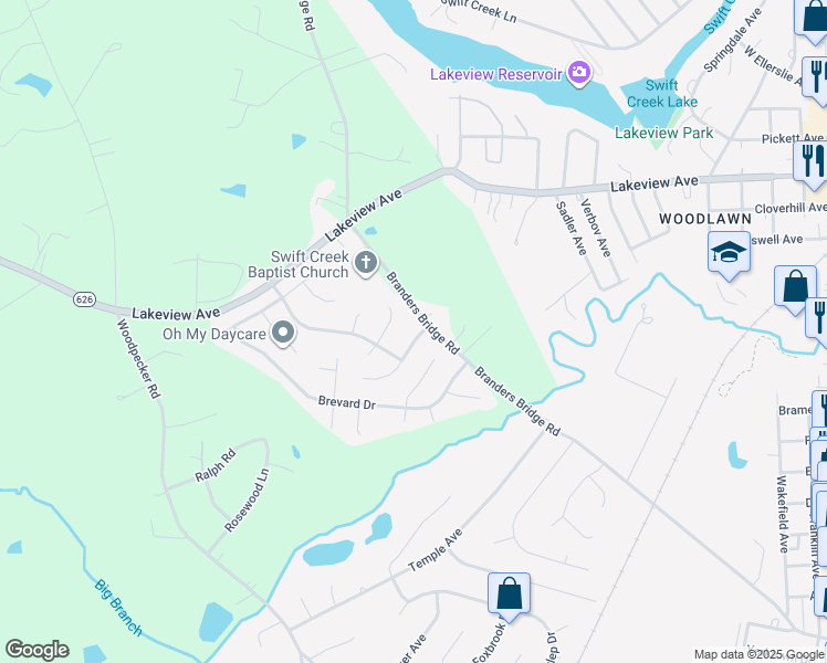 map of restaurants, bars, coffee shops, grocery stores, and more near 4019 Frye Terrace in Chesterfield County