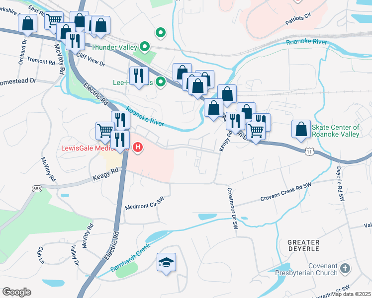 map of restaurants, bars, coffee shops, grocery stores, and more near 1855 Braeburn Drive in Salem