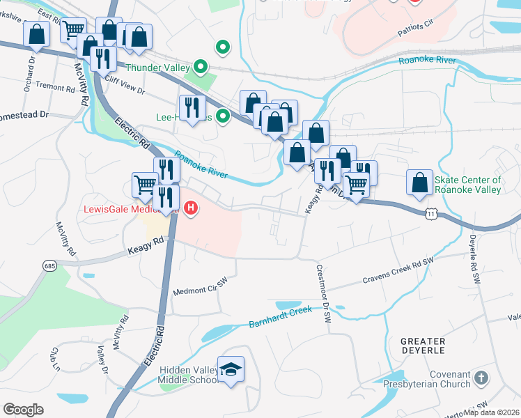 map of restaurants, bars, coffee shops, grocery stores, and more near 1855-1911 Braeburn Drive in Salem