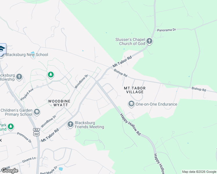 map of restaurants, bars, coffee shops, grocery stores, and more near 1006 Mourning Dove Drive in Blacksburg