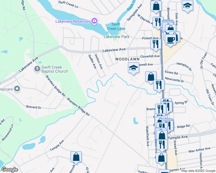 map of restaurants, bars, coffee shops, grocery stores, and more near 18802 Pine Grove Avenue in Ettrick