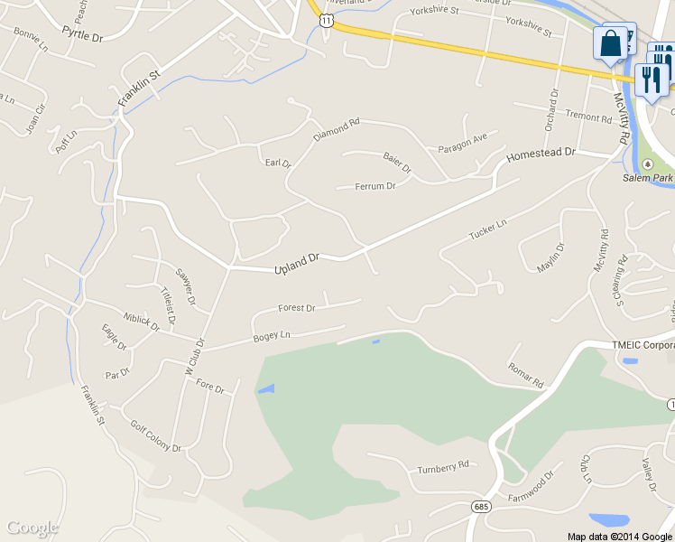 map of restaurants, bars, coffee shops, grocery stores, and more near 60 Upland Drive in Salem